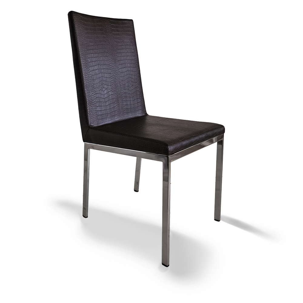 Silla de Comedor Polipiel Diseño Cocodrilo Marrón y Acero