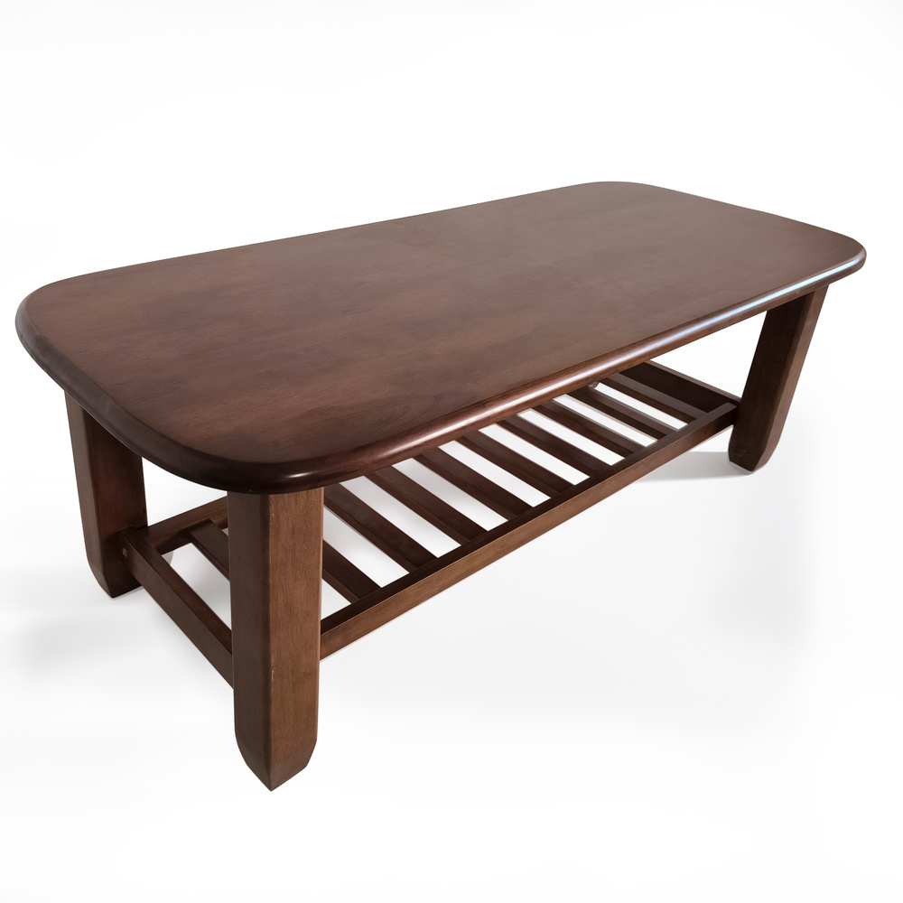 Mesa de Centro Estilo Rustico con Bandeja en Madera Wengué Claro 125 x 57 x 46 cm 
