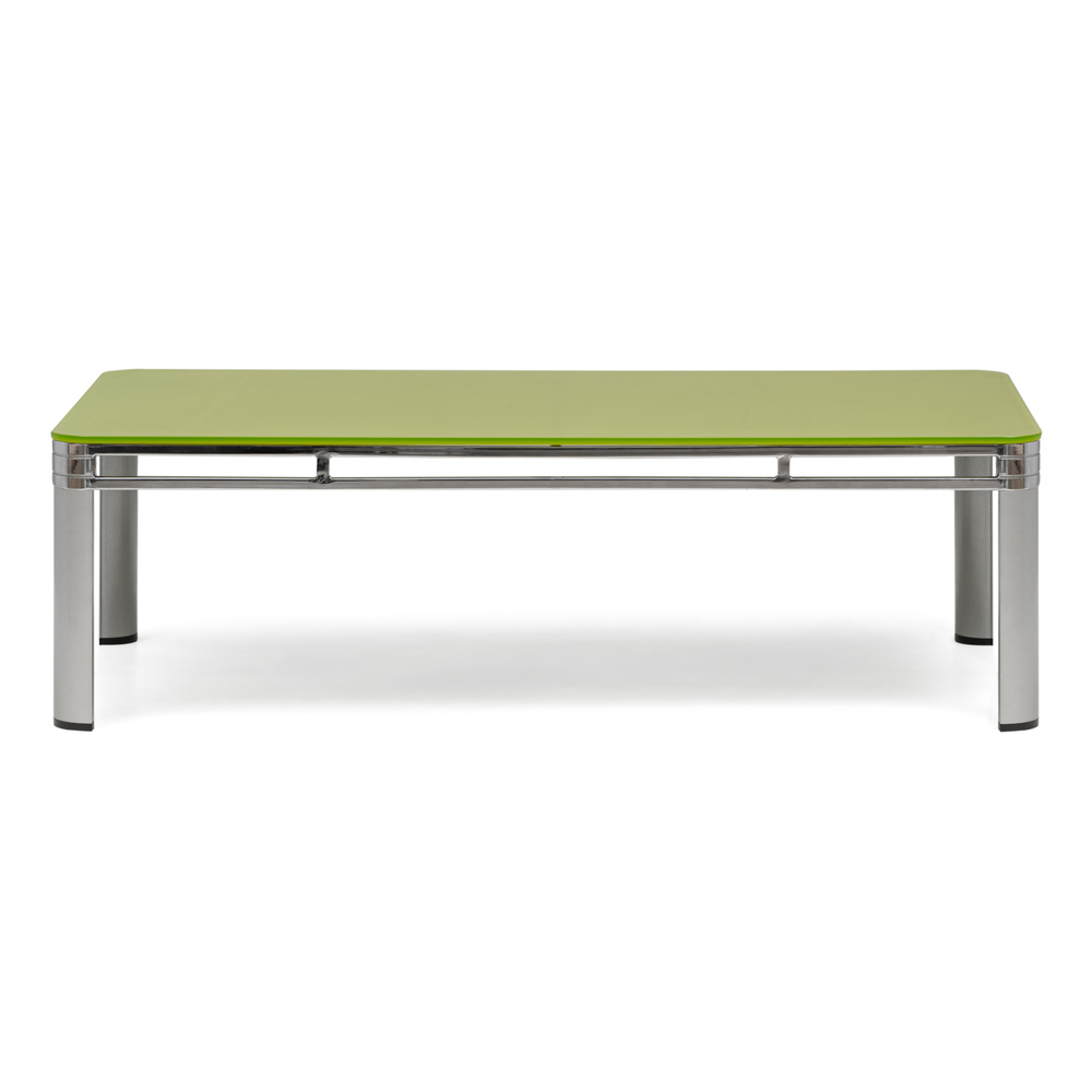 Mesa de Centro Estructura de Metal Cromado y Sobre de Cristal Verde 130 x 70 x 38 cm