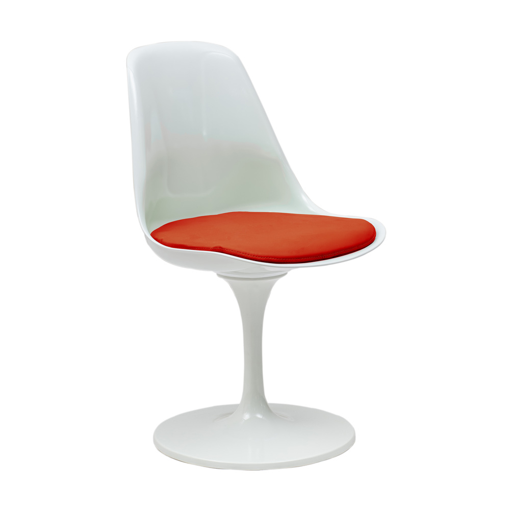 Silla de Diseño de PVC Blanco con Cojín Rojo