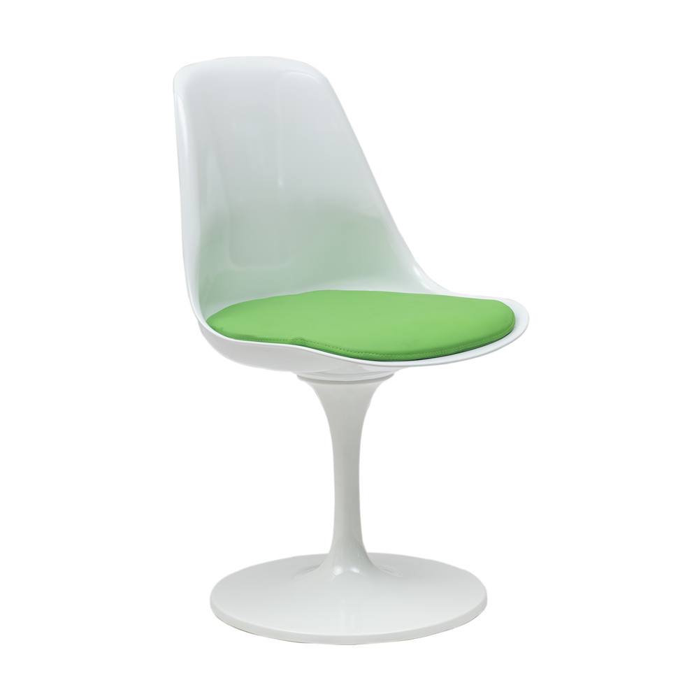 Silla de Diseño de PVC Blanco con Cojín Verde