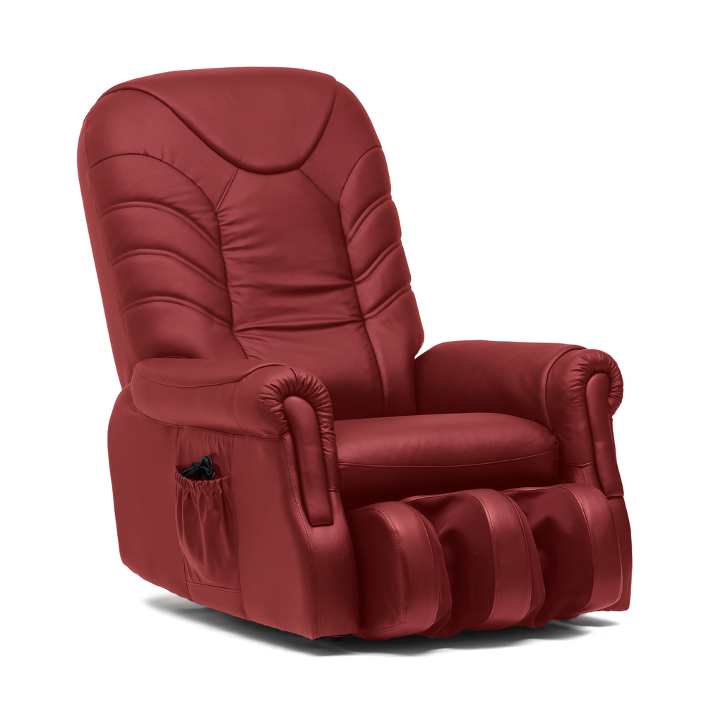 Sillón Masaje Comfort Polipiel Rojo con Sistema de Vibración Relax, Reclinable 