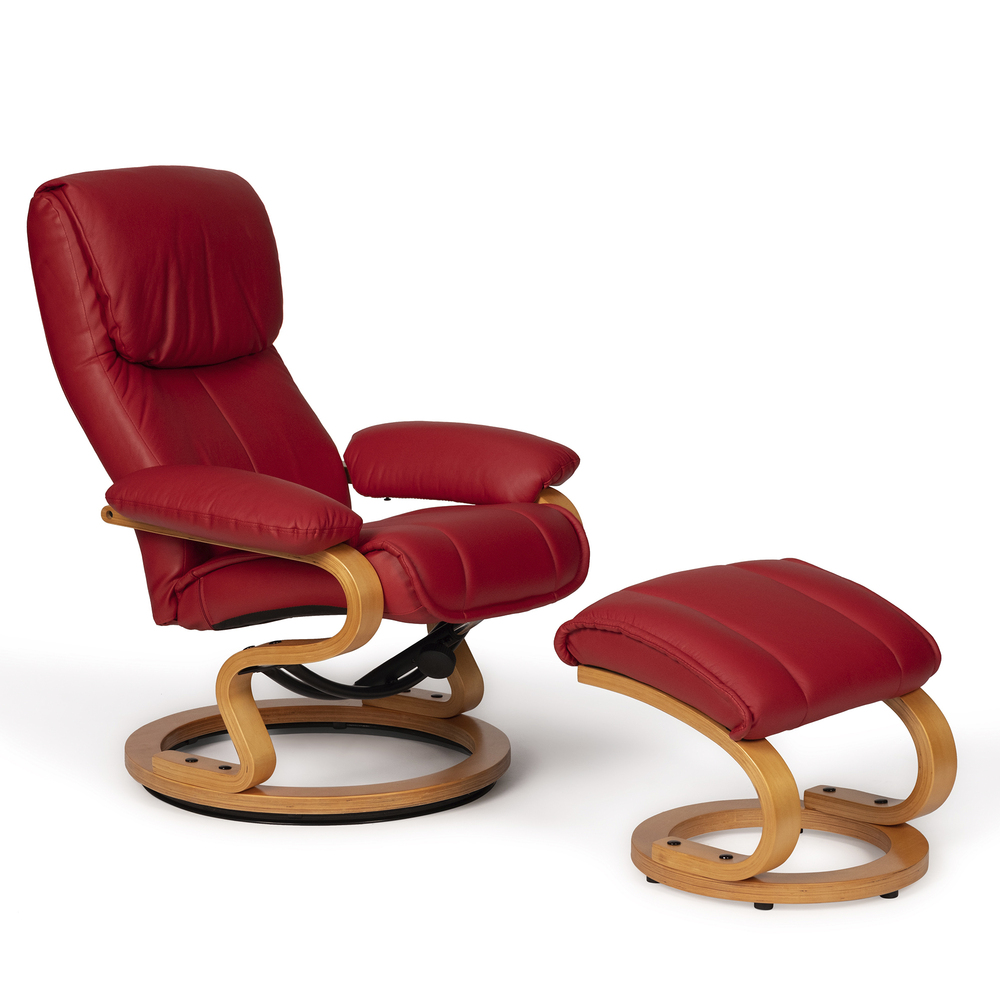 Sillón Reclinable Polipiel Rojo MF 7063 con Reposapiés 