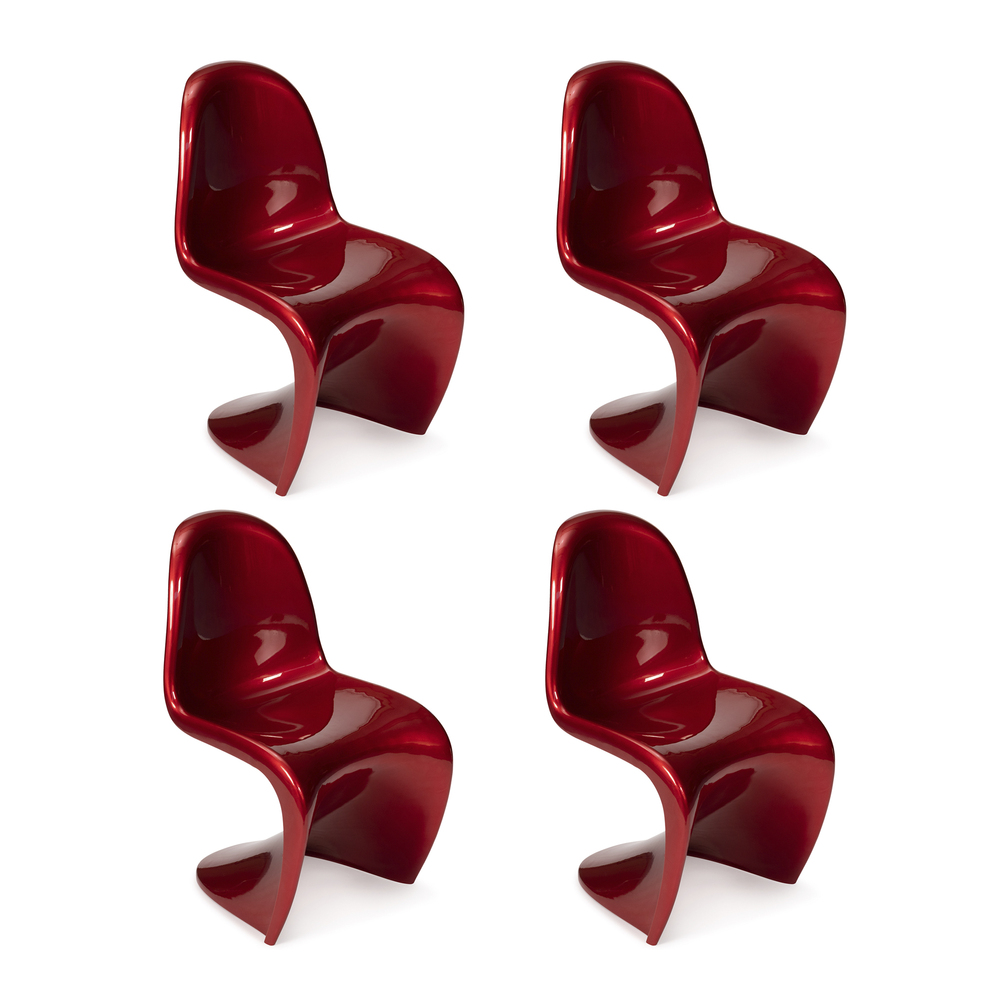 Pack 4 Sillas Diseño de Polipropileno Rojo Brillante 47,5 x 43 x 88 cm 
