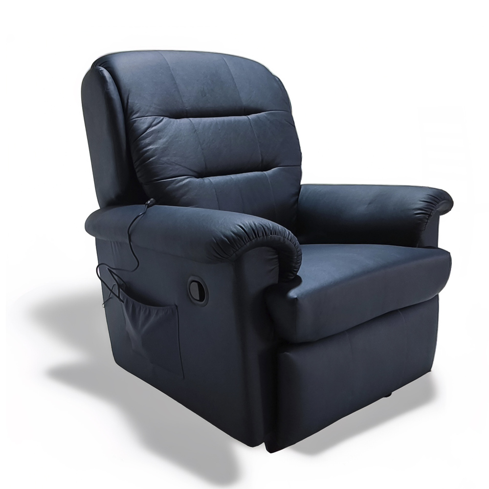 Sillón Relax de Masaje Reclinable Polipiel Azul Marino con Vibración TS-833 